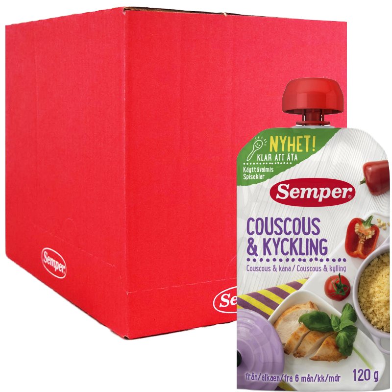 Laatikollinen Lastenruokaa: Couscous & Kana 12 x 120g - 92% alennus