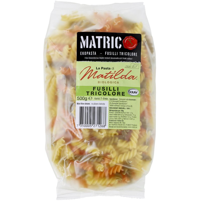 Pasta "Fusilli Tricolore" 500 g - 20% alennus