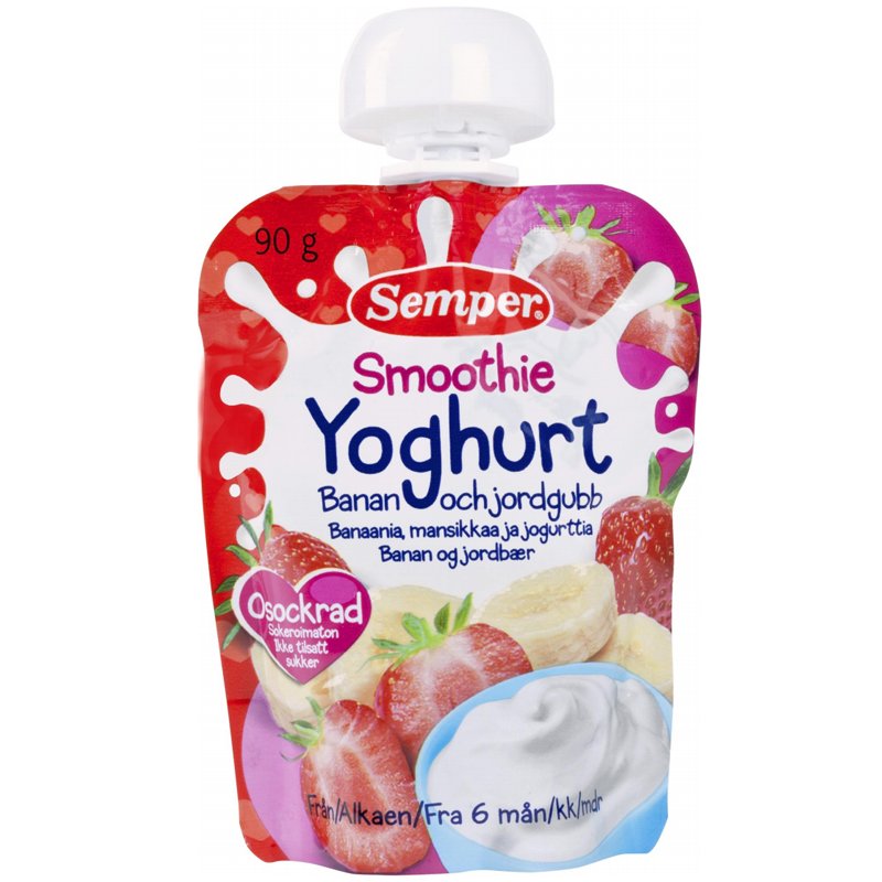 Lastenruoka Smoothie "Banaani, Mansikka & Jogurtti" 90g - 6% alennus