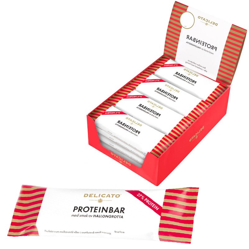 Laatikollinen Proteiinipatukoita "Hallongrotta" 20 x 55g - 38% alennus