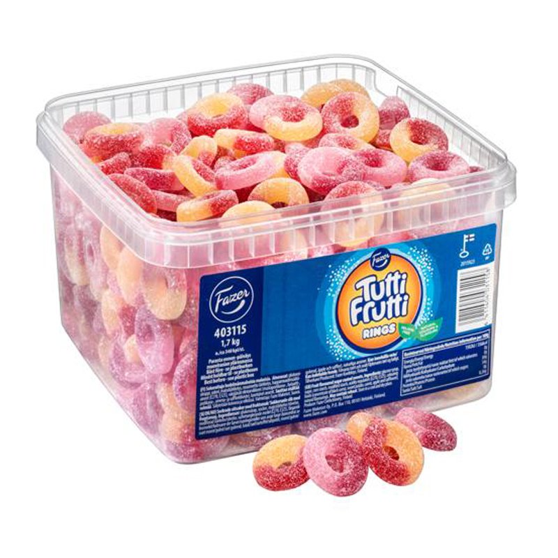 Karkkilaatikko "Tutti Frutti Rings" 1,7kg - 20% alennus