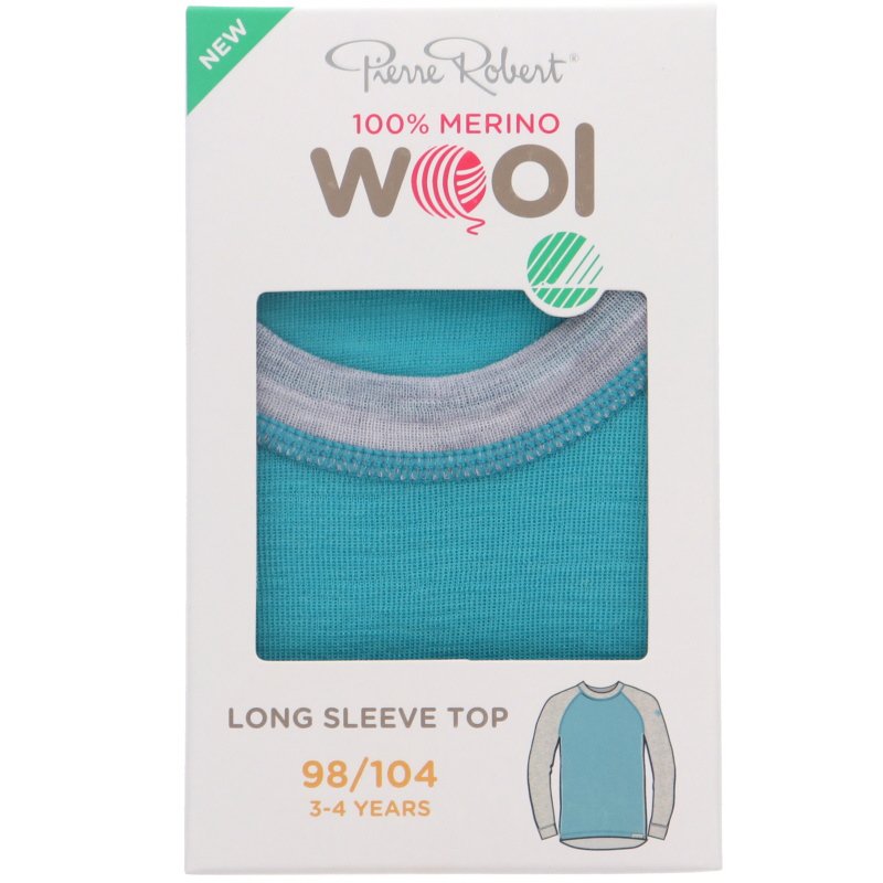 Merinovillapaita Lapset, 98-104 Turkoosi & Harmaa - 44% alennus