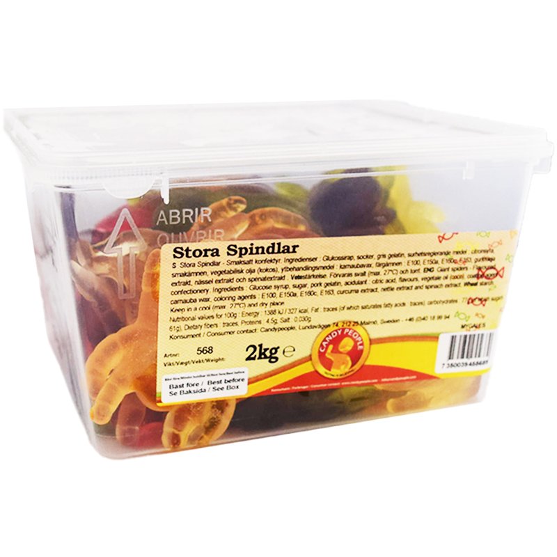 Kokonainen laatikko: Karkkihämähäkit 2kg - 62% alennus
