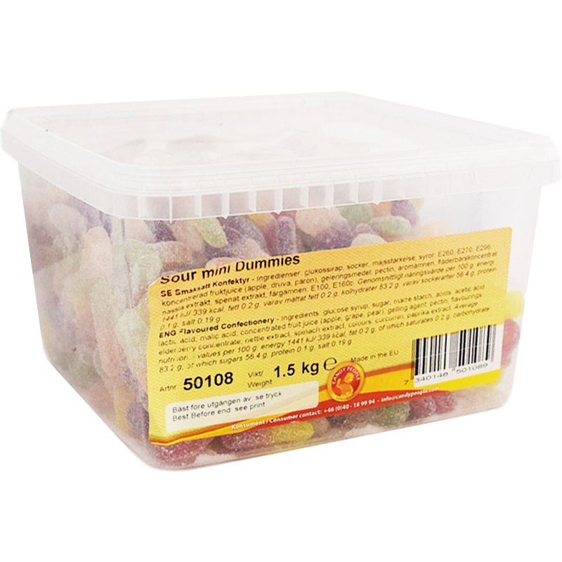 Makeislaatikko "Sour Mini Dummies" 1,5kg - 62% alennus