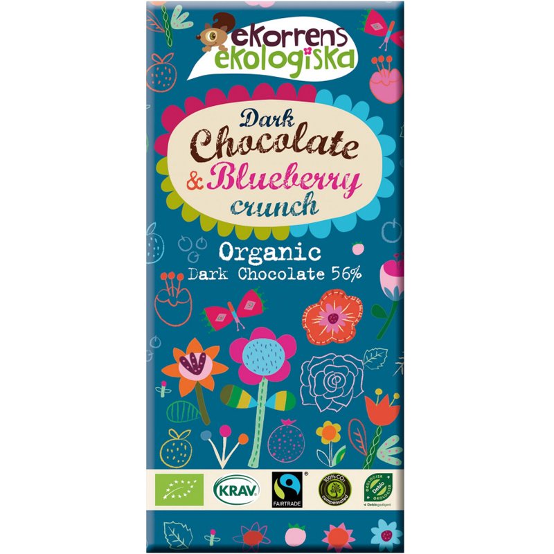 Luomu Tumma Suklaa "Blueberry Crunch" 85g - 40% alennus